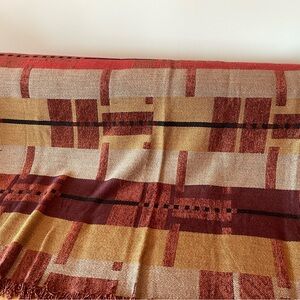 Vintage Geometric Patterned Rug/Throw in Red and Brown